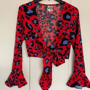 Colorful Cheetah Front Tie Top